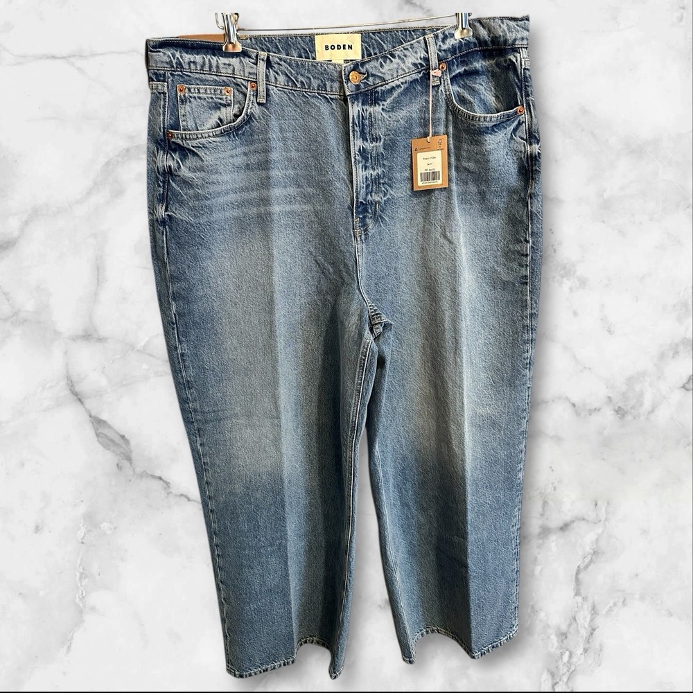 Boden Jeans Women's Wide Leg Mid Rise Blue  Denim 34/32 NWT‎ (42x30)